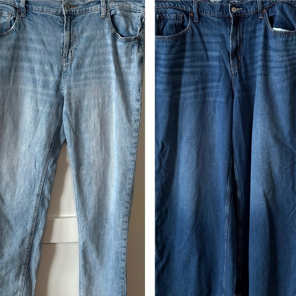 Bundle of Two Pairs of Old Navy Boyfriend Baggy Wide Leg Jeans in Size 16
